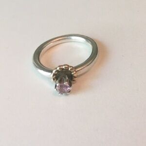 Pandora Sterling Silver Pink Crystal Ring